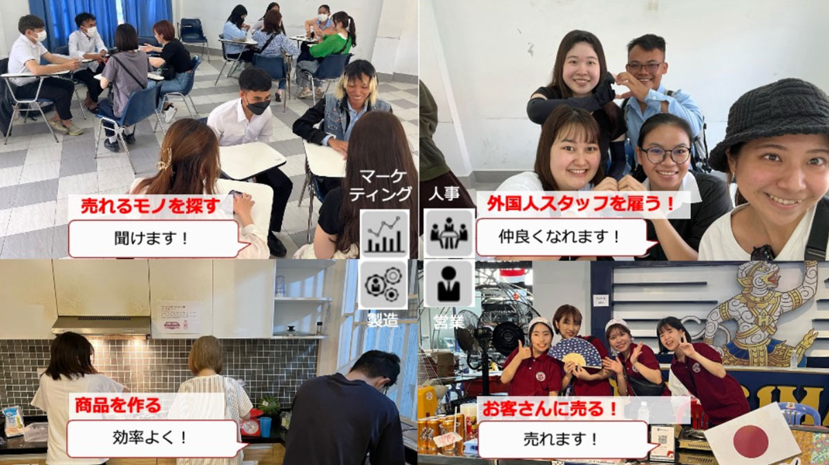 マーケティング、企画、人事、デザイン、営業などを実践形式で養うことができます