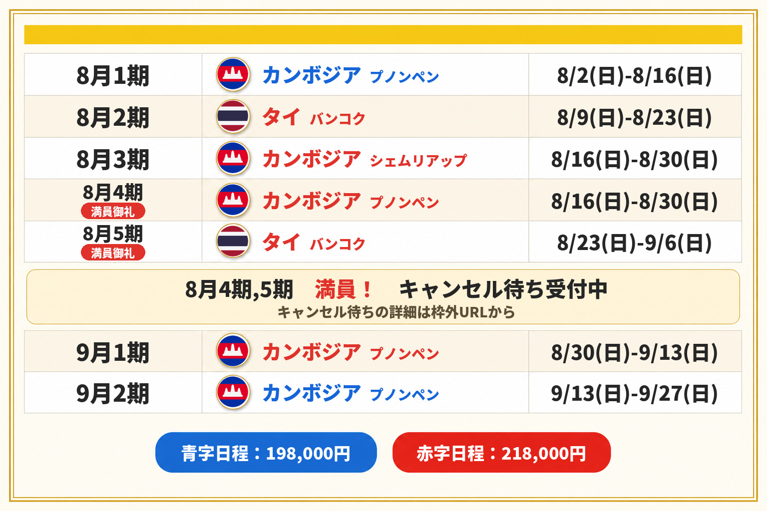 2026年のスケジュール(更新日:0521)