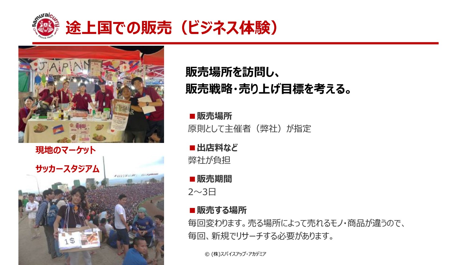 スライド6：途上国での販売（ビジネス体験）